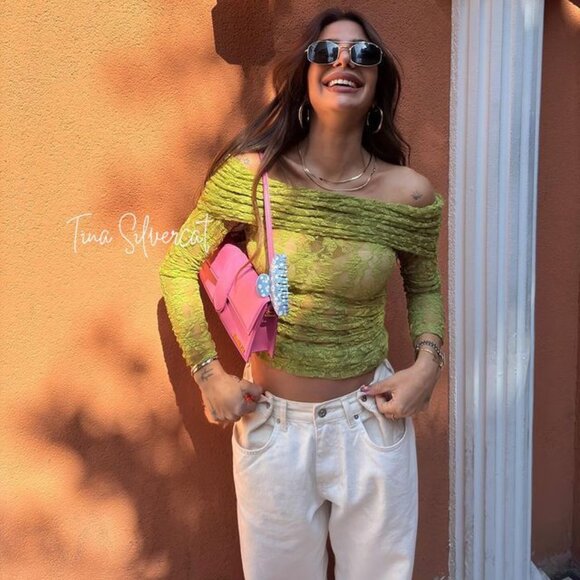 BLOGGER'S FAVE! Zara Green Lace Top NWT - Picture 7 of 16